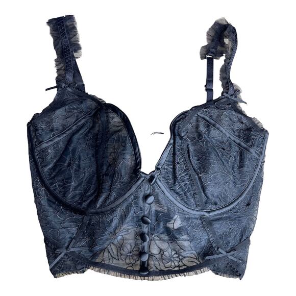 For love & lemons New Longline Emilia black lace bustier size 34DD - Picture 4 of 11